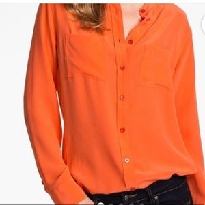 Equipment Silk Orange Button Down Shirt M